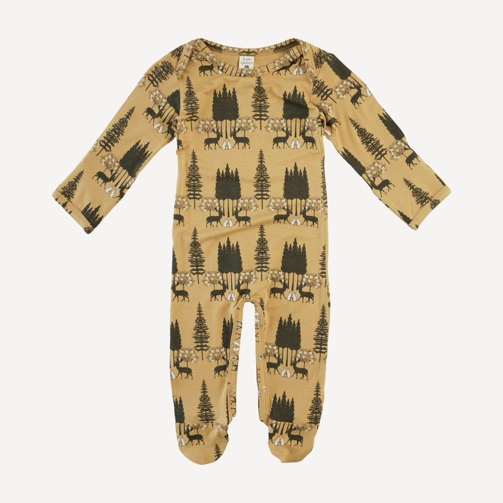 long sleeve lap neck footie | taffy magical forest | bamboo