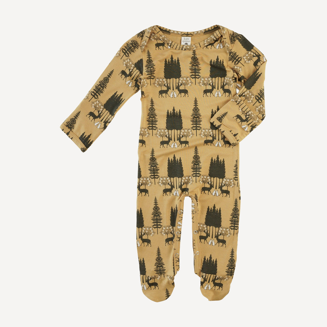 long sleeve lap neck footie | taffy magical forest | bamboo