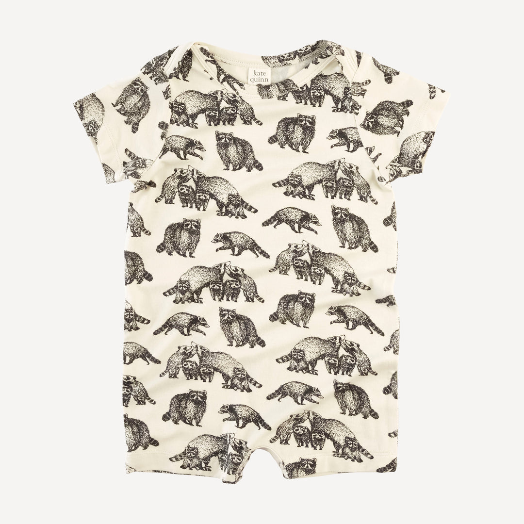 short sleeve lap neck shortie | raccoons | bamboo