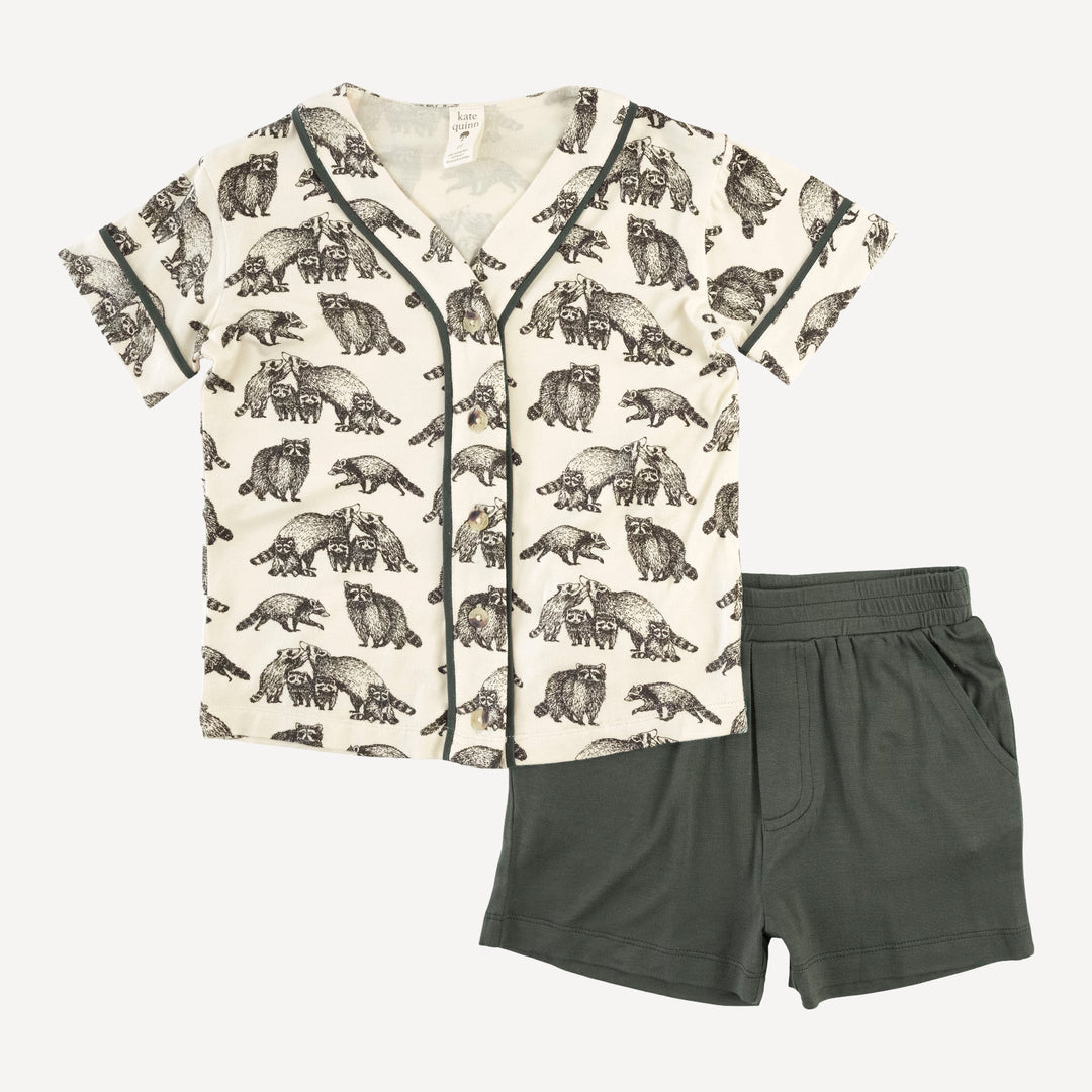 piped baseball jersey + short set | raccoons | bamboo