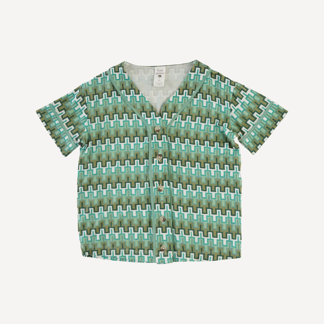piped baseball jersey + short set | mini green taffy stripe | bamboo