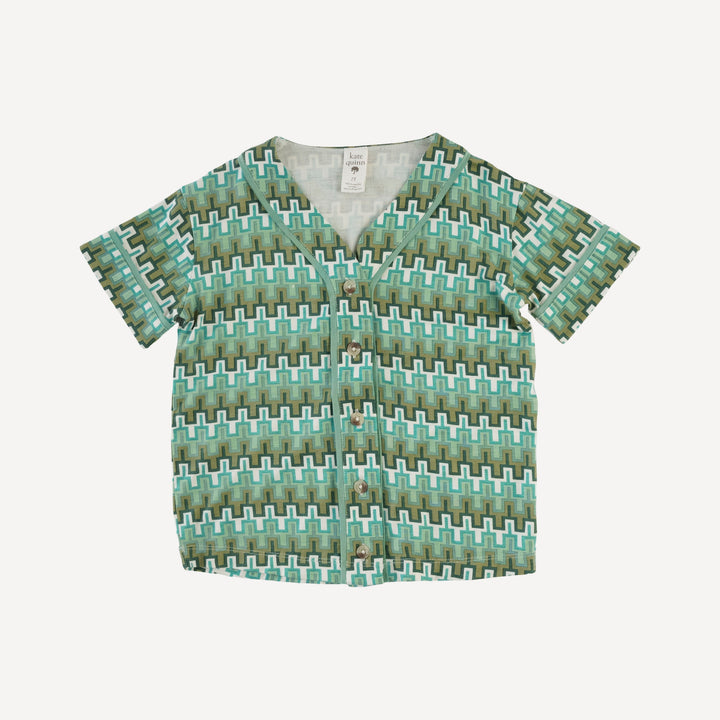 piped baseball jersey + short set | mini green taffy stripe | bamboo