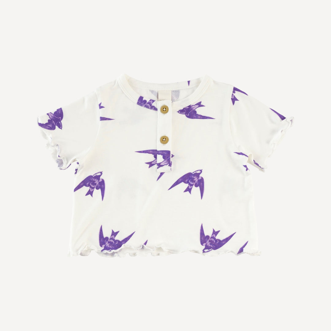 short sleeve henley jade set | lavender sparrow | modal