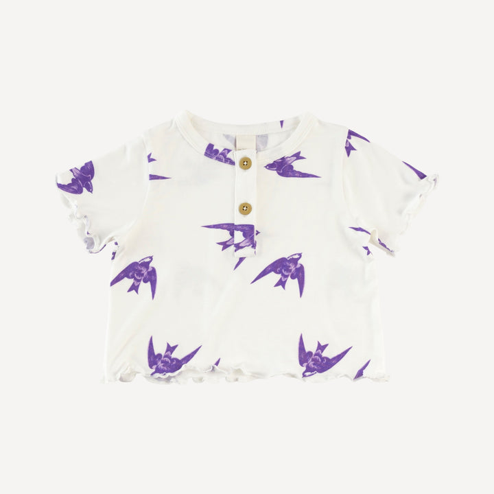 short sleeve henley jade set | lavender sparrow | modal