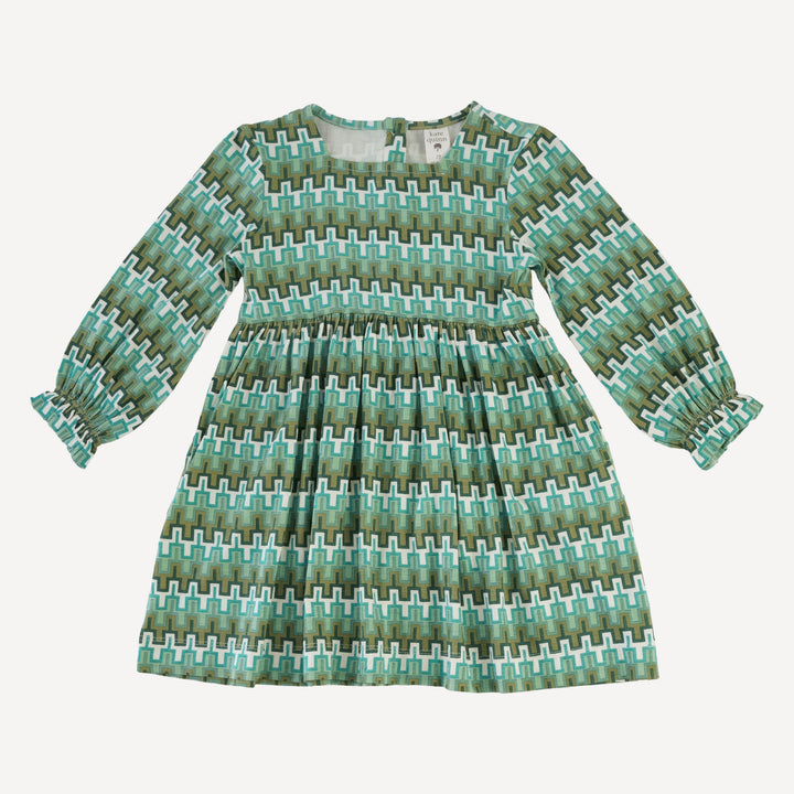 long sleeve square neck dress + legging set | mini green taffy stripe | bamboo