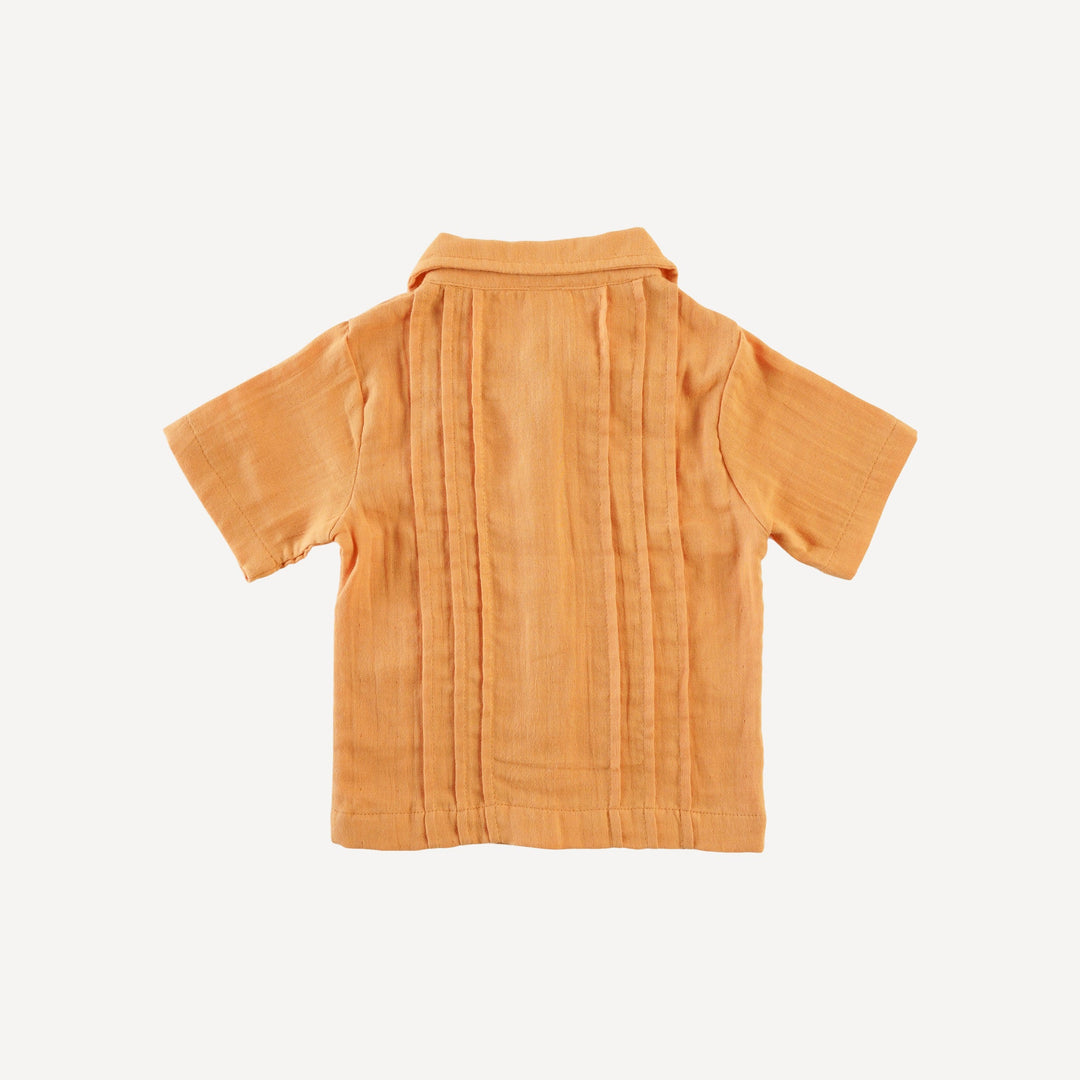 short sleeve boys pintuck shirt | topaz | organic cotton