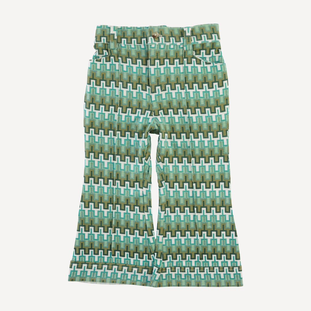 flare pintuck pant | mini green taffy stripe | bamboo