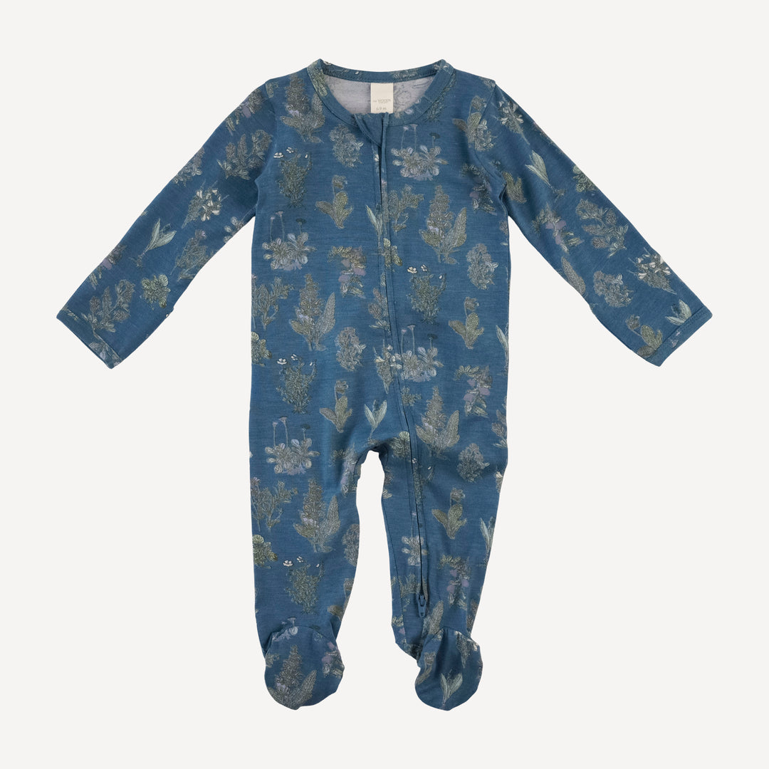 long sleeve two way zipper footie | blue litho | modal