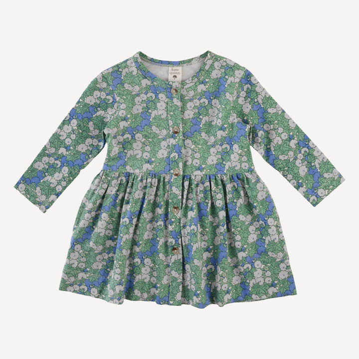 long sleeve button front dress | blue ivy floral | bamboo