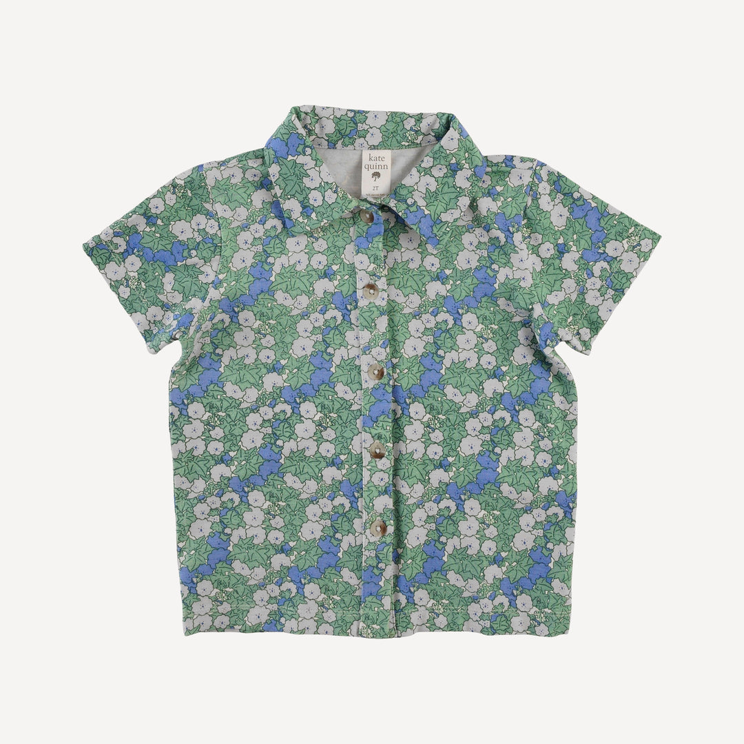 short sleeve button down shirt | blue ivy floral | bamboo