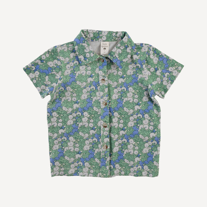 short sleeve button down shirt | blue ivy floral | bamboo