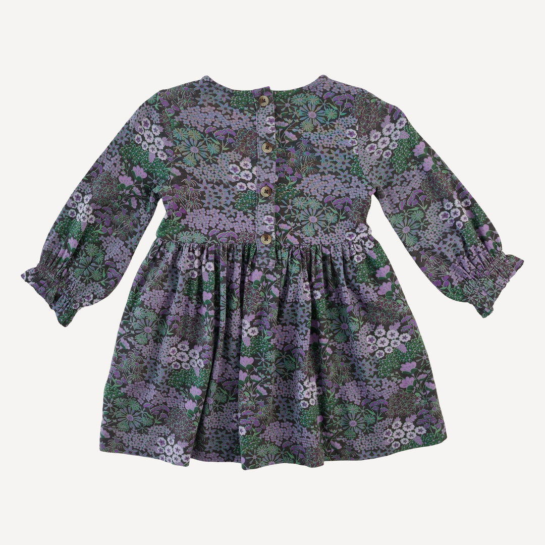 long sleeve square neck dress | purple ditsy | bamboo