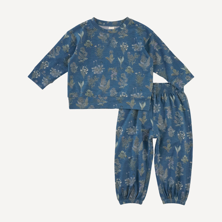 long sleeve relaxed jogger set | blue litho | modal
