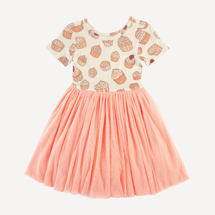 short sleeve ballerina tulle dress | strawberry cupcake | bamboo