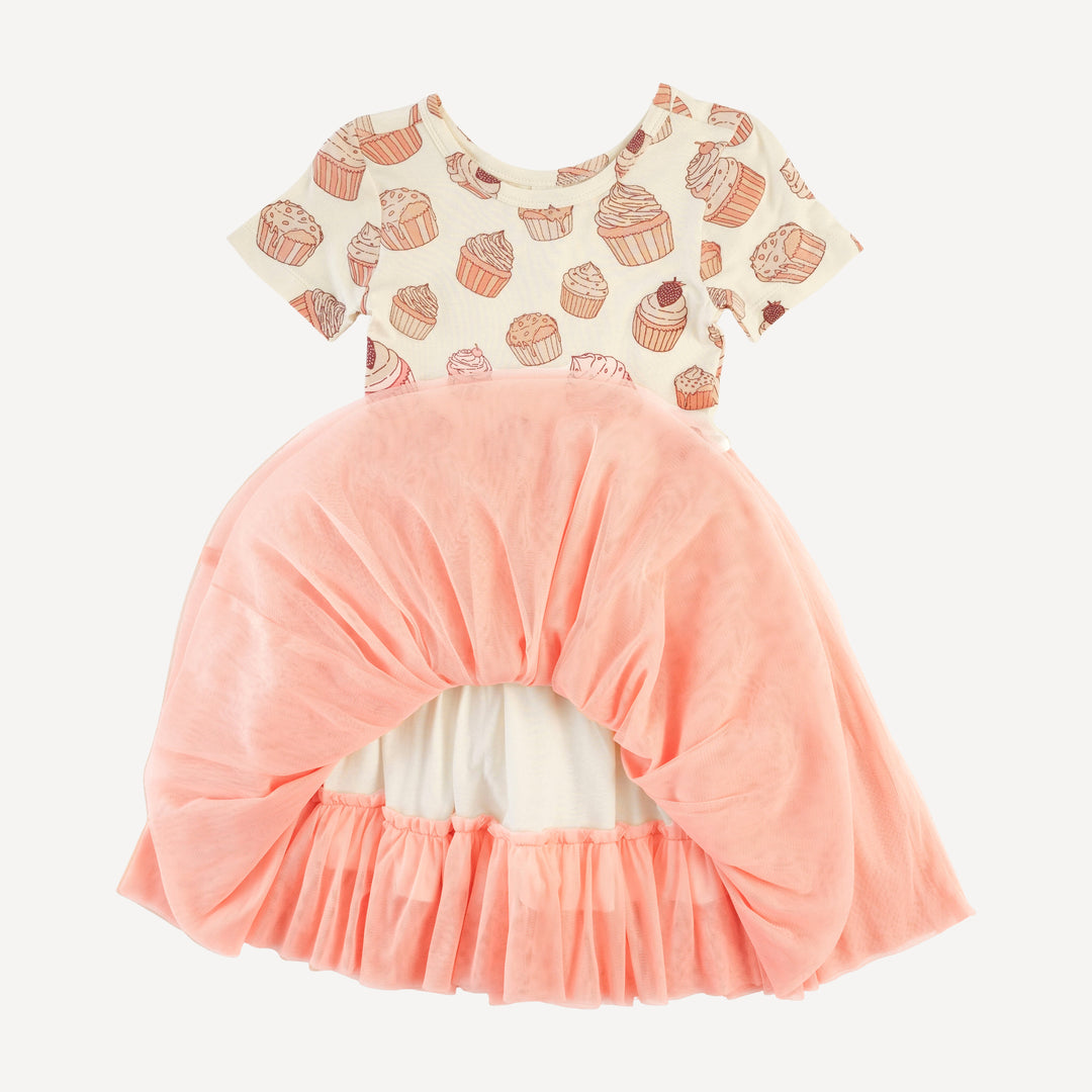 short sleeve ballerina tulle dress | strawberry cupcake | bamboo