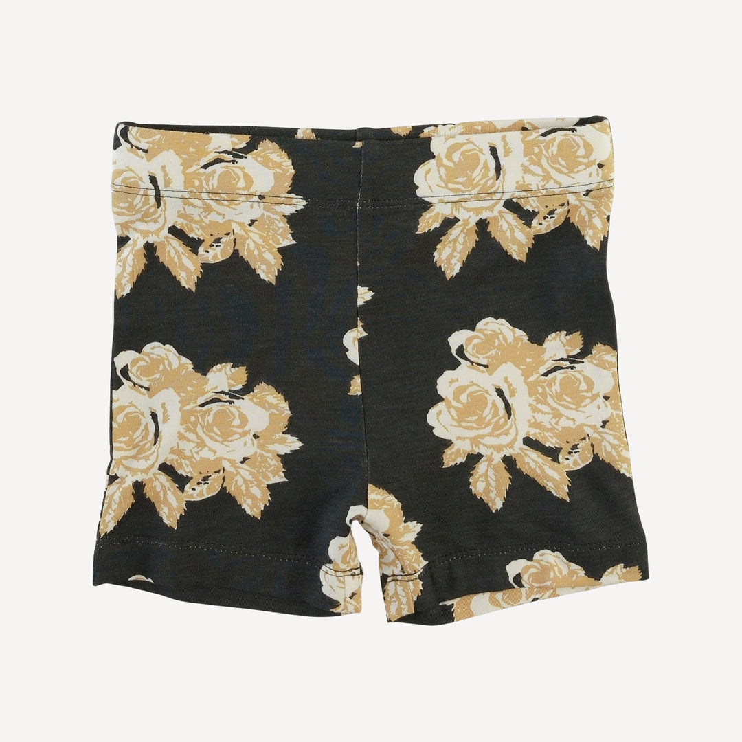 short sleeve essential ruffle boxy tee + bike short set | taffy rose | bamboo