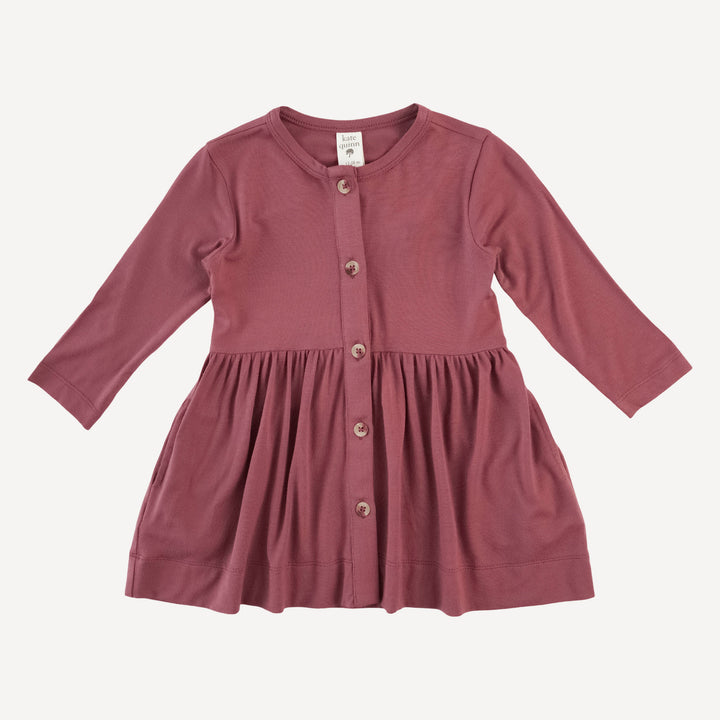 long sleeve button front dress | apple fritter | bamboo