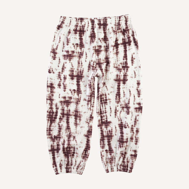 long sleeve boxy topstitch hoodie + relaxed jogger set | mahogany shibori | modal