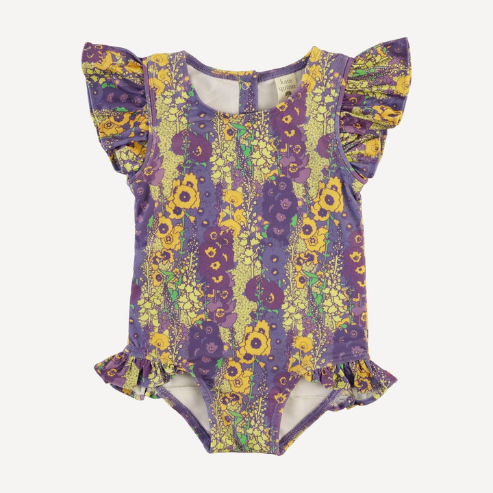 frilly one piece swimsuit | violet hollyhock | swim