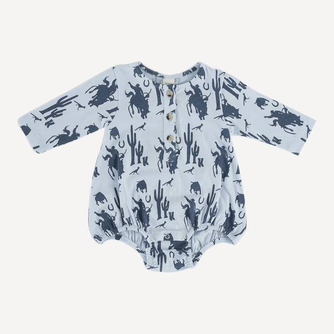long sleeve henley bubble | blue cowboy | organic cotton jersey