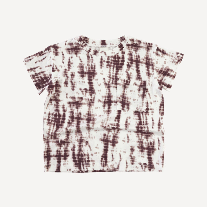 short sleeve relaxed classic pocket tee | mahogany shibori | modal