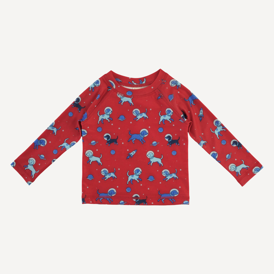 long sleeve rash guard tee | space pups | swim