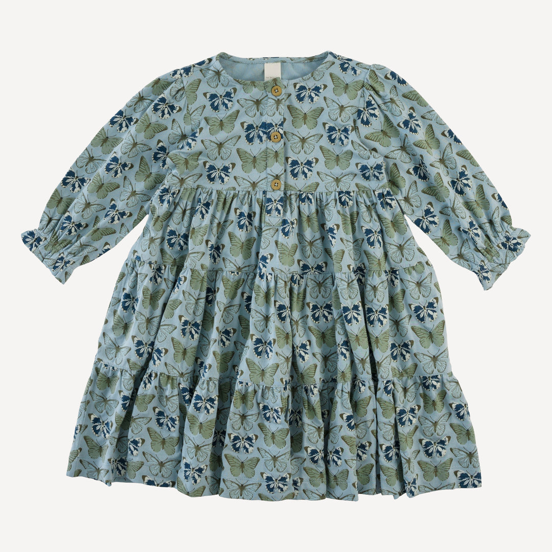 long sleeve prairie dress | blue butterflies allover | modal