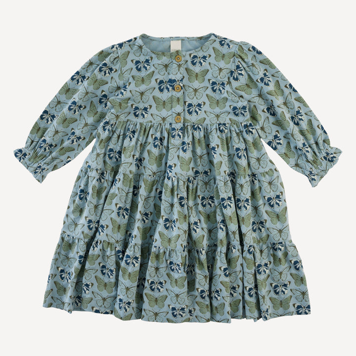 long sleeve prairie dress | blue butterflies allover | modal