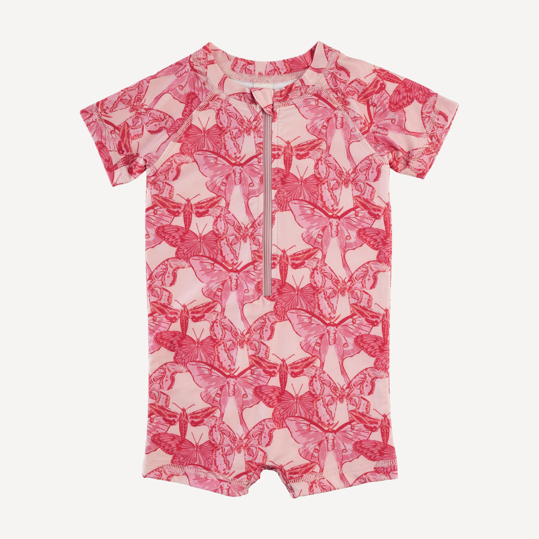 short sleeve zip front rash guard shortie | moth wallpaper | swim