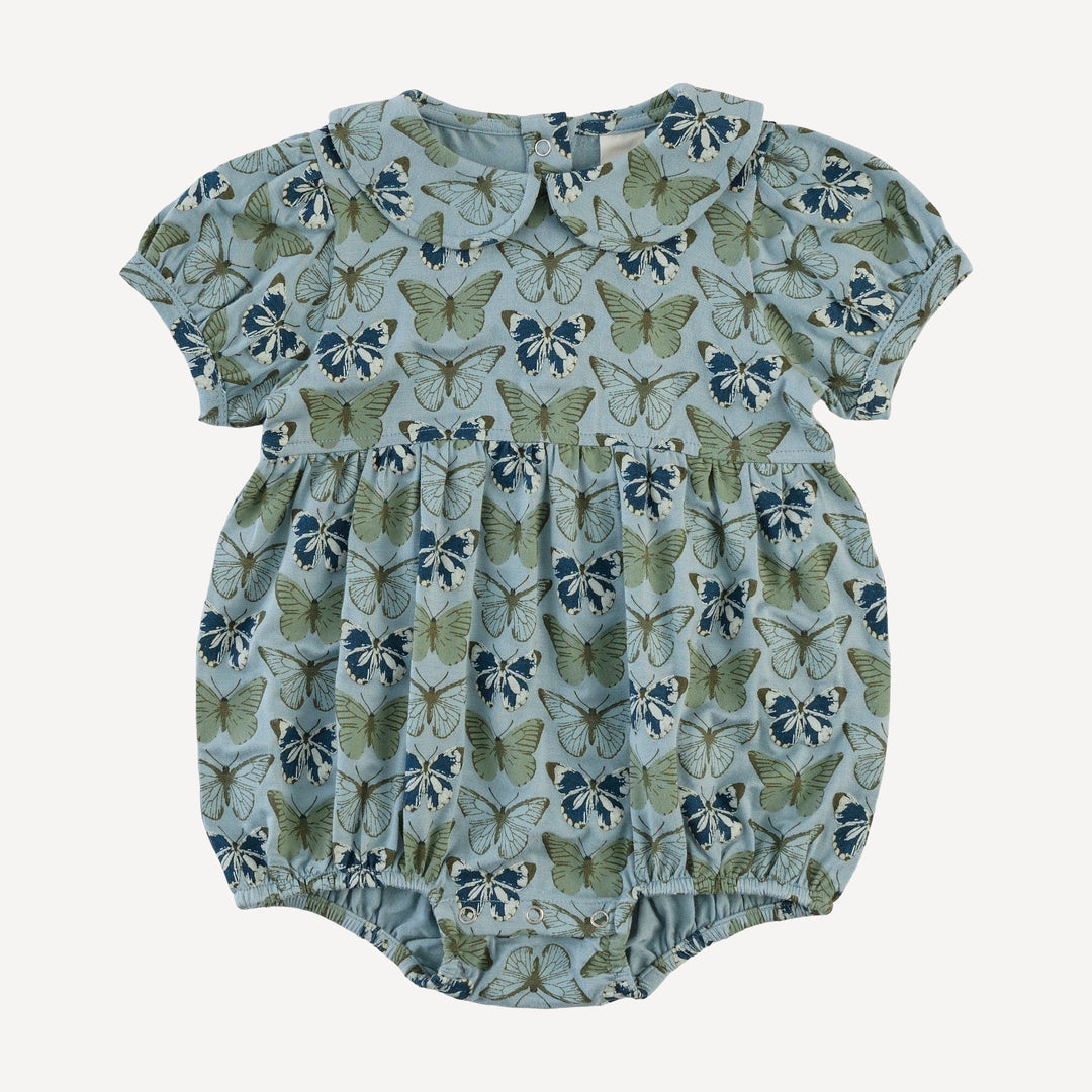 short sleeve peter pan bubble | blue butterflies allover | modal