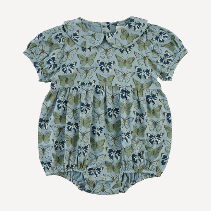short sleeve peter pan bubble | blue butterflies allover | modal