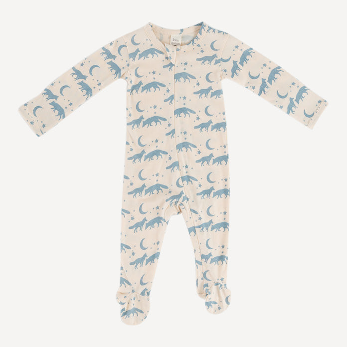 long sleeve two way zipper footie | coyote moon | organic cotton interlock
