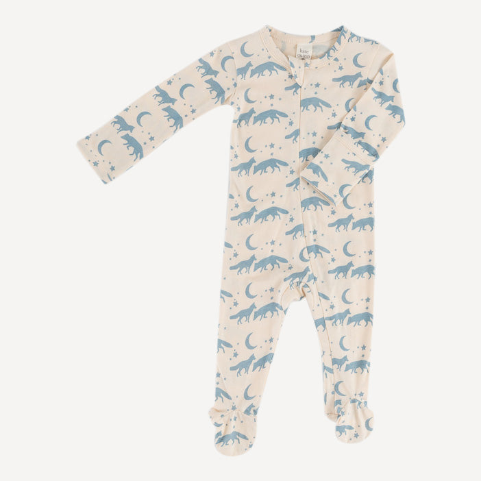long sleeve two way zipper footie | coyote moon | organic cotton interlock