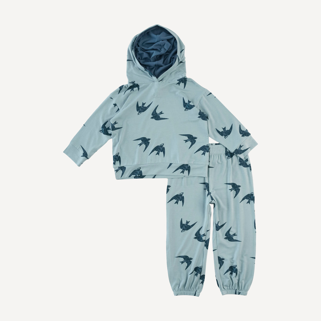 long sleeve boxy topstitch hoodie + relaxed jogger set | stone sparrow | modal