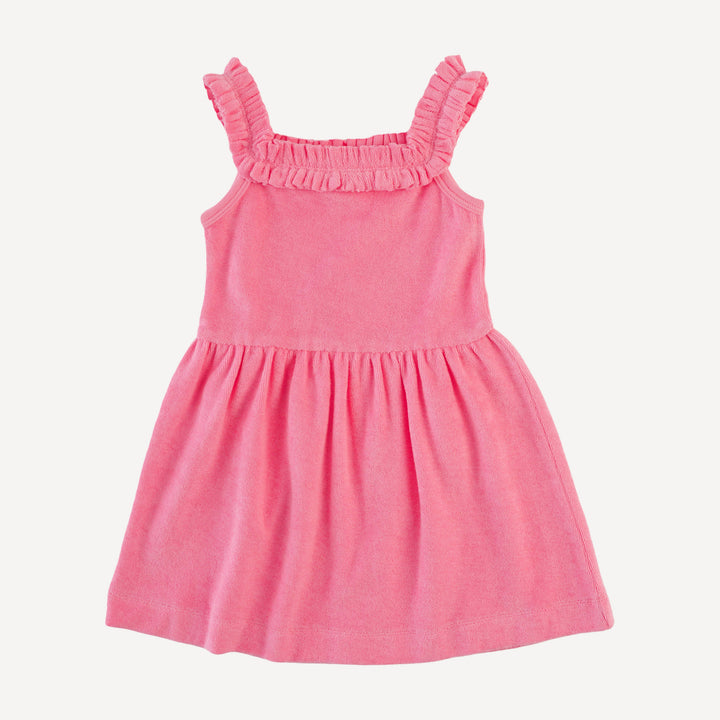 ruffle square neck dress | tropical pink | organic cotton terry