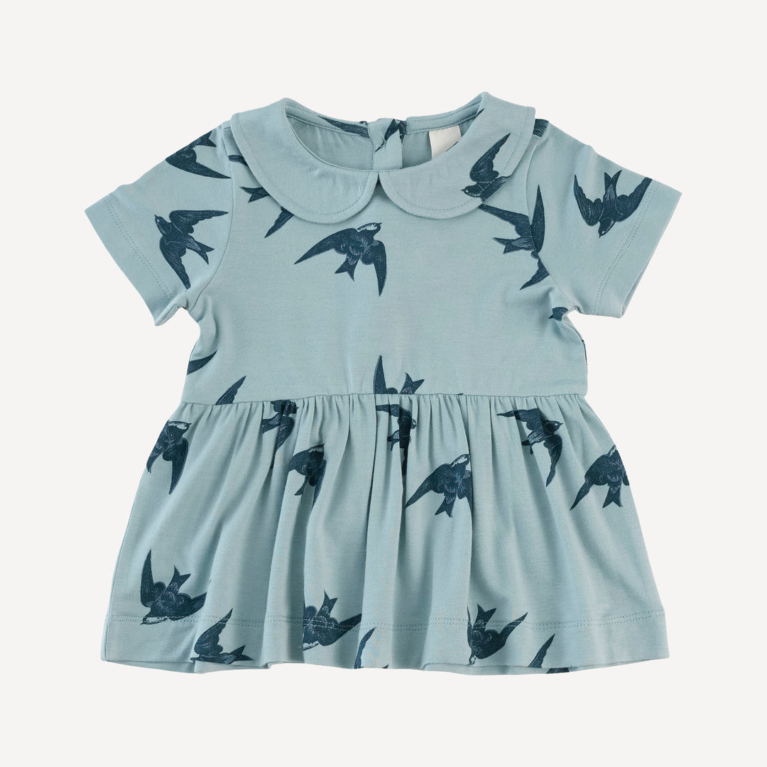 short sleeve peter pan skirted top + flare pant set | stone sparrow | modal