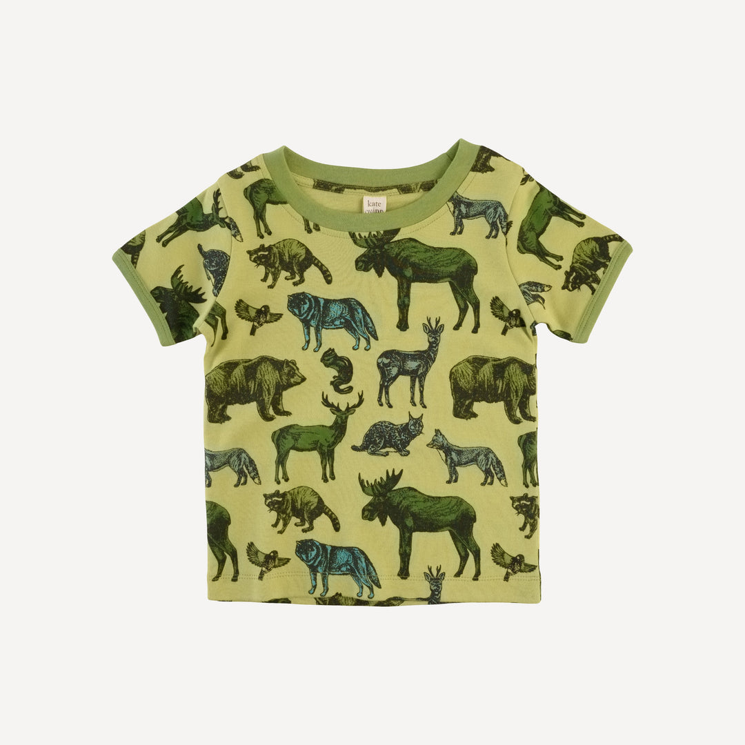 short sleeve ringer tee | forest animals | organic cotton interlock