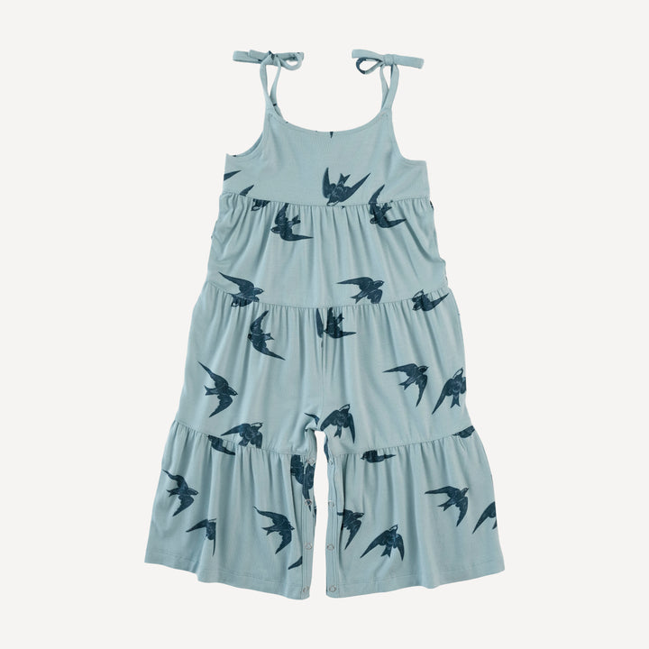 spaghetti tie prairie gaucho jumpsuit | stone sparrow | modal