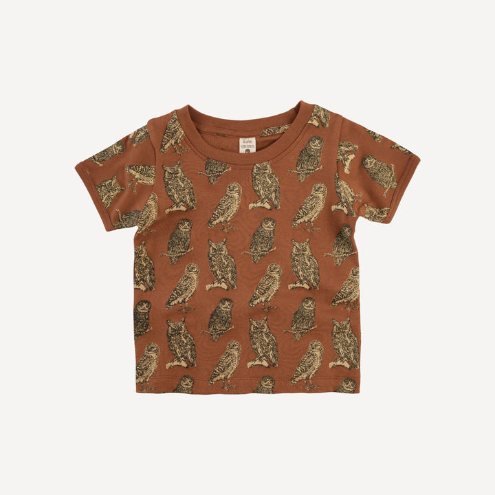 short sleeve ringer tee | owl friends | organic cotton interlock