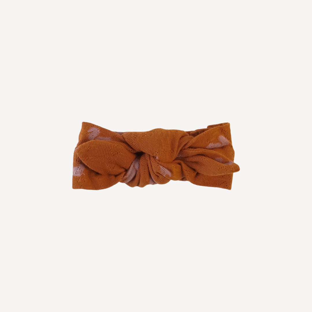 knot top elastic headband | tiny squirrel | organic cotton pointelle