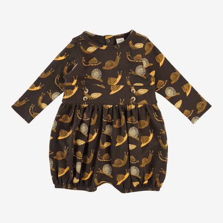 long sleeve button belted bubble | neutral snails | organic cotton interlock