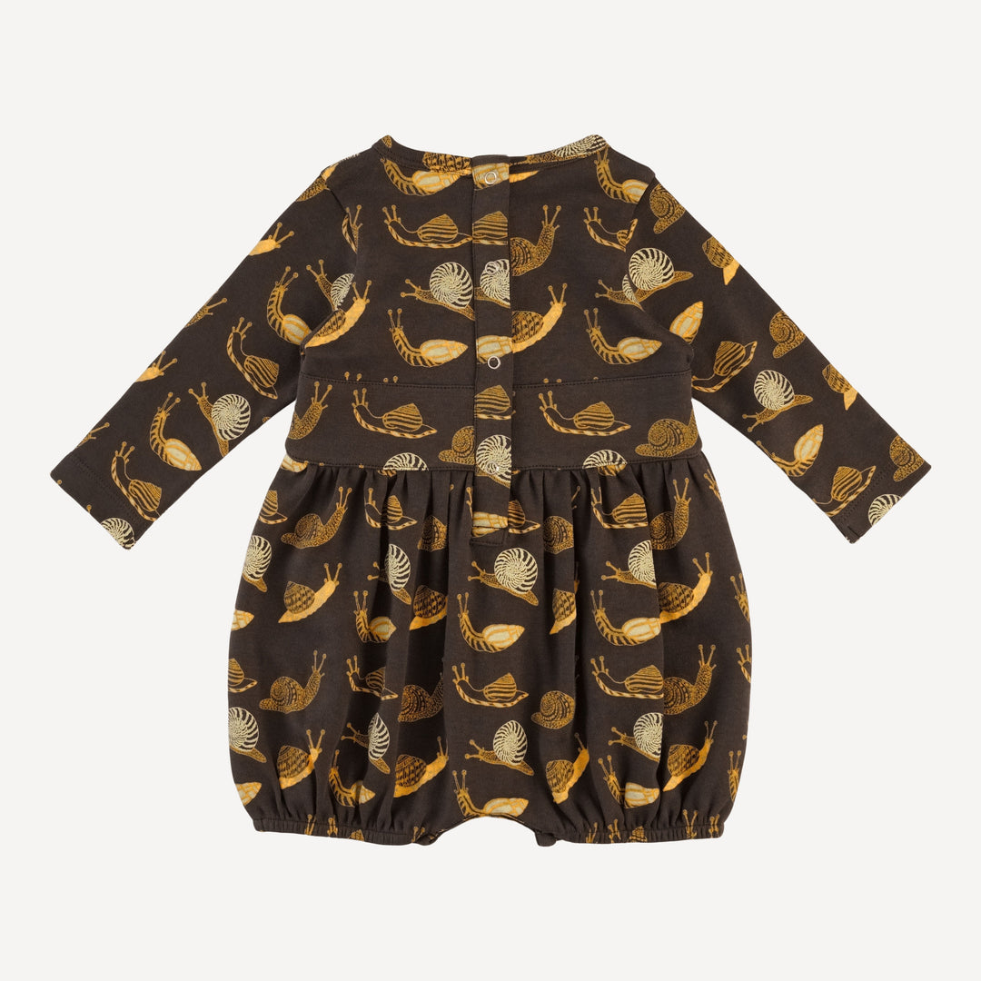 long sleeve button belted bubble | neutral snails | organic cotton interlock