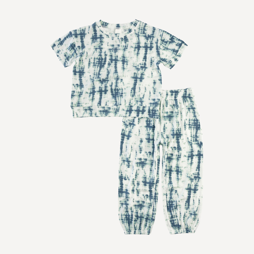 short sleeve relaxed jogger set | stone shibori | modal