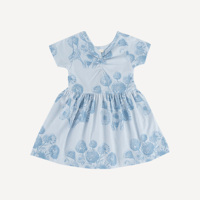 short sleeve twirl dress | blue dahlia | organic cotton jersey