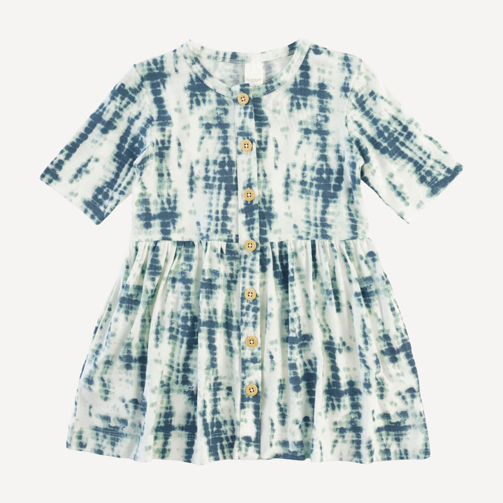 half sleeve button dress | stone shibori | modal