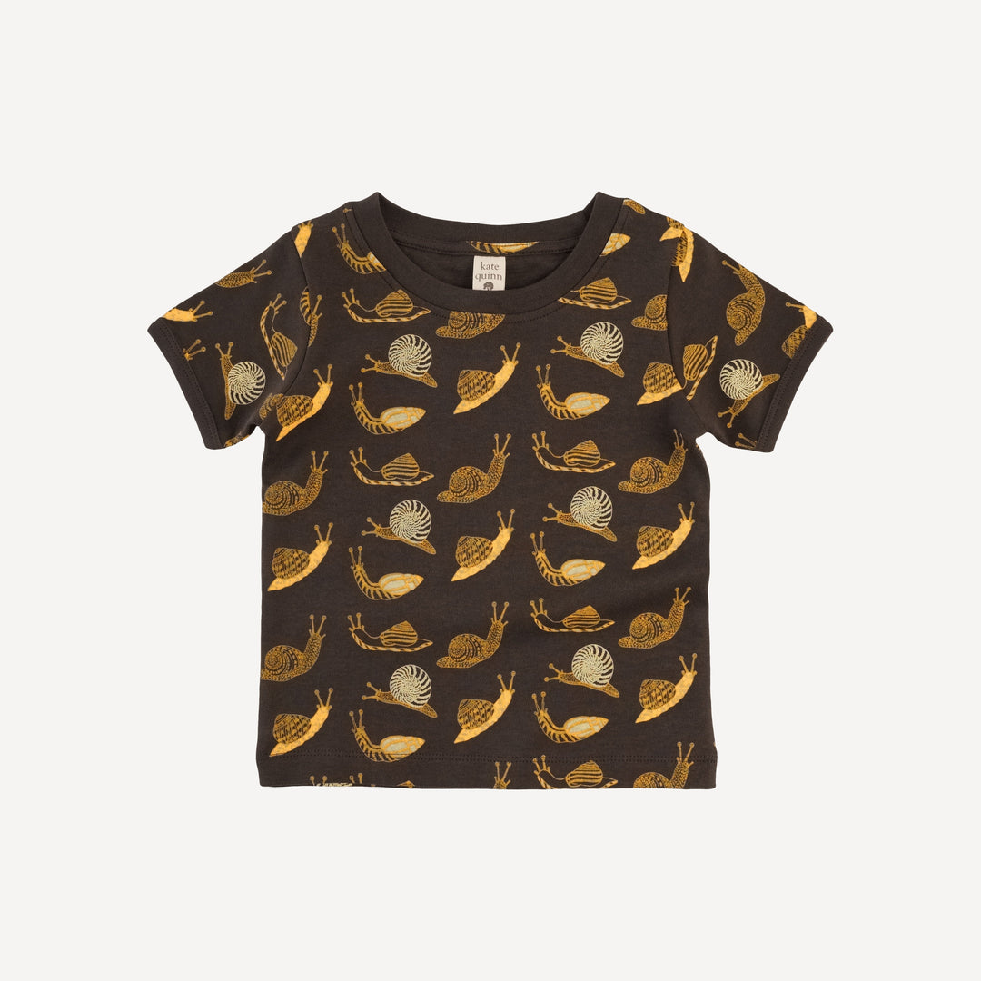 short sleeve ringer tee | neutral snails | organic cotton interlock