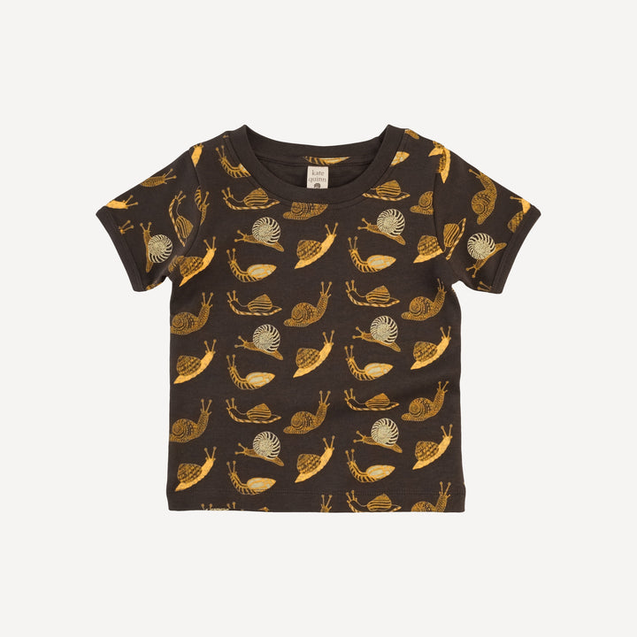 short sleeve ringer tee | neutral snails | organic cotton interlock