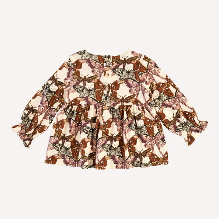 long sleeve square neck top | moth wallpaper | organic cotton interlock
