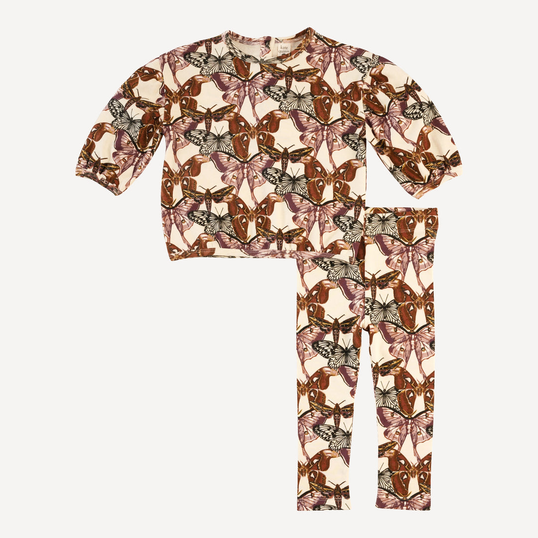 balloon sleeve sweatshirt and legging set | moth wallpaper | organic cotton interlock