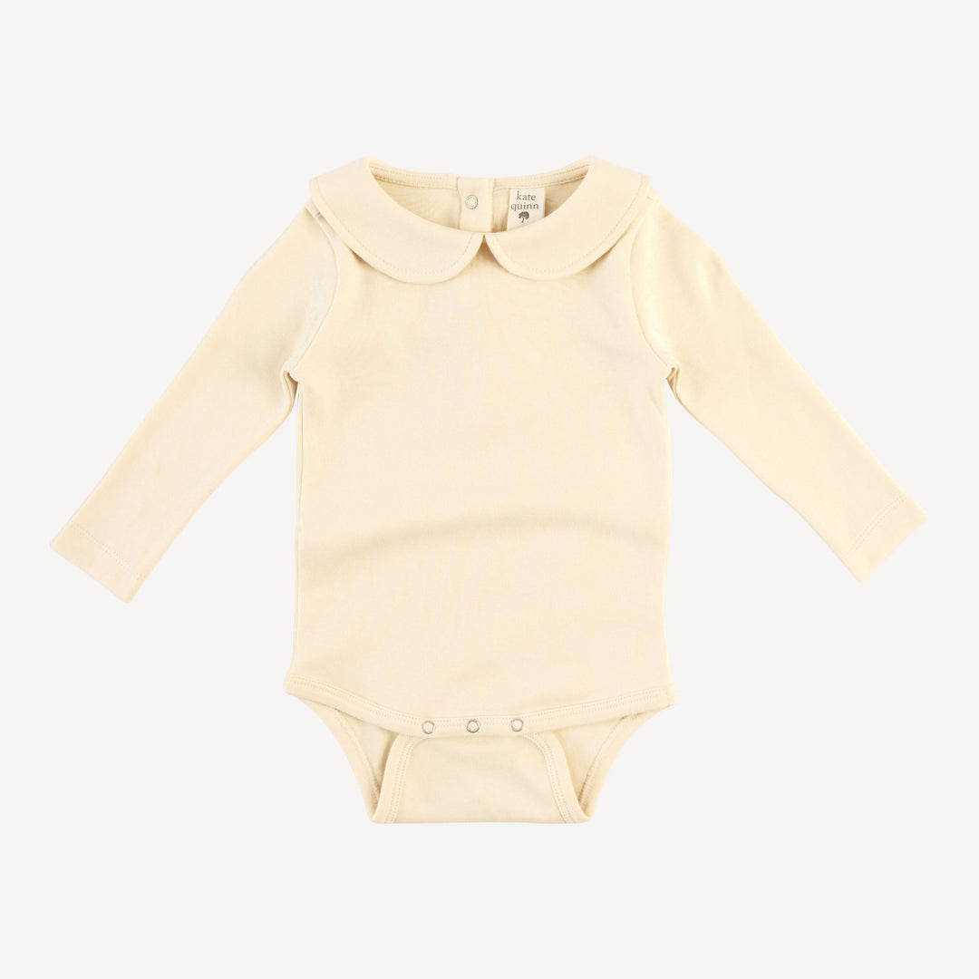 long sleeve peter pan bodysuit | oatmeal | organic cotton interlock